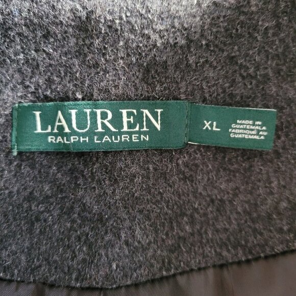 LRL Lauren Ralph Lauren Reefer Coat A-Line Wool Blend Charcoal Size XL Lined - Picture 7 of 11
